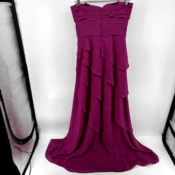 Cache Evening Gown Chiffon Strapless Maxi Sweetheart Empire Waist Magenta 4 - Picture 8 of 8